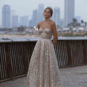 BERTA EVENING GOWN 21-66 Gold Sequin